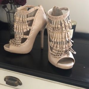 Aldo fringe studded heels